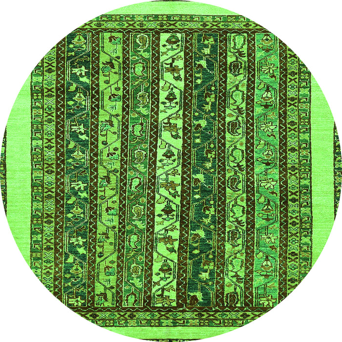 Round Machine Washable Abstract Green Modern Area Rugs, wshabs565grn