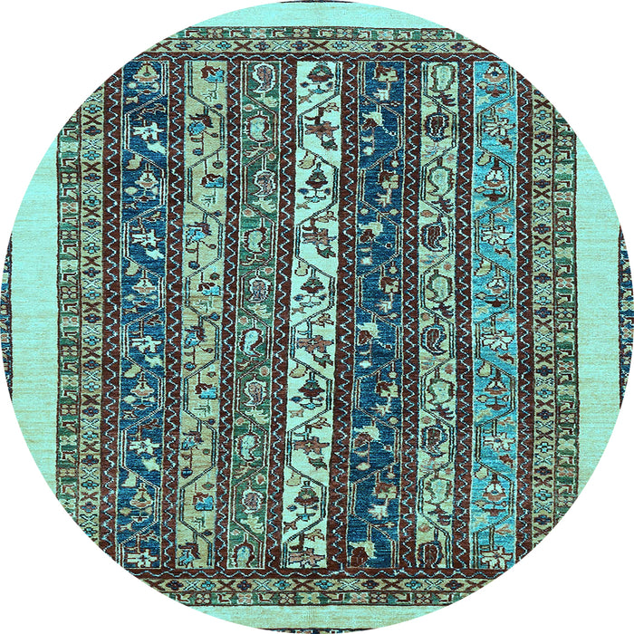 Round Abstract Light Blue Modern Rug, abs565lblu