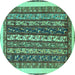 Round Abstract Turquoise Modern Rug, abs565turq