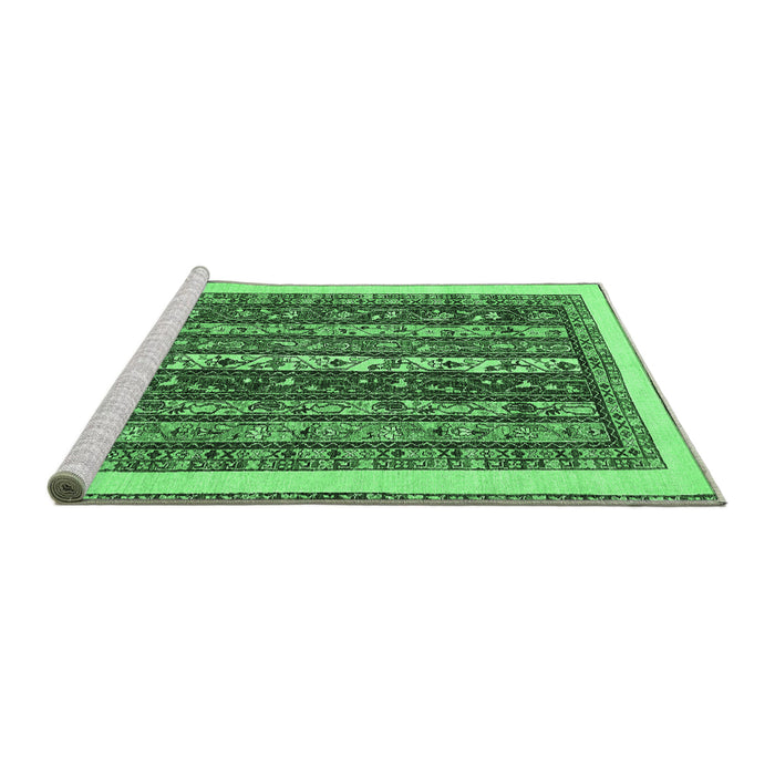Sideview of Machine Washable Abstract Emerald Green Modern Area Rugs, wshabs565emgrn