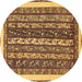 Round Machine Washable Abstract Brown Modern Rug, wshabs565brn