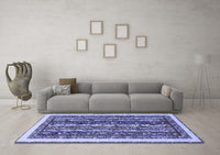 Machine Washable Abstract Blue Modern Rug, wshabs565blu