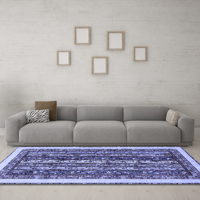Machine Washable Abstract Blue Modern Rug in a Living Room, wshabs565blu
