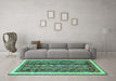 Machine Washable Abstract Turquoise Modern Area Rugs in a Living Room,, wshabs565turq