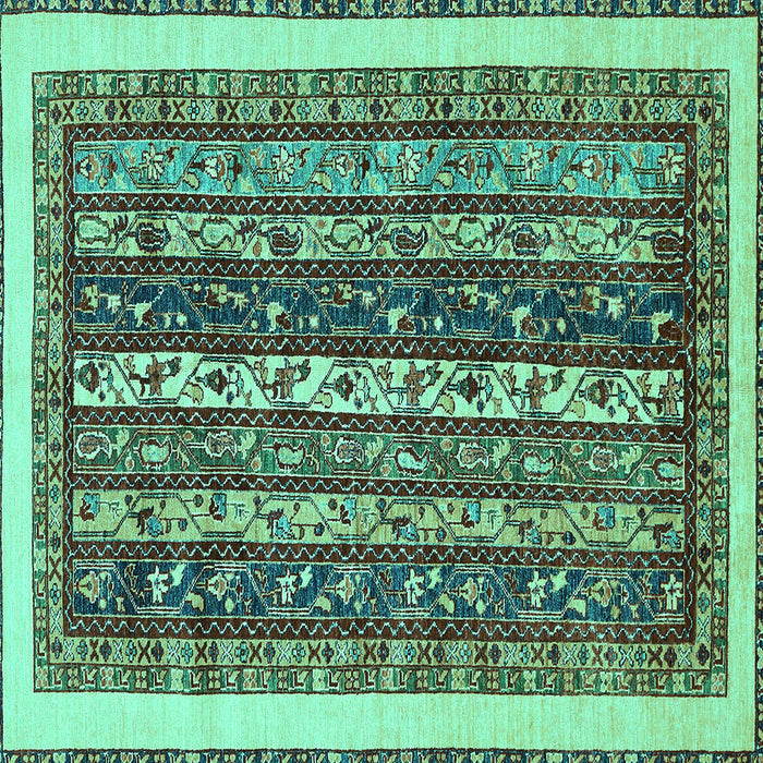 Square Machine Washable Abstract Turquoise Modern Area Rugs, wshabs565turq