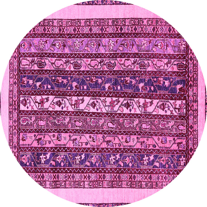 Round Machine Washable Abstract Pink Modern Rug, wshabs565pnk