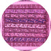 Round Machine Washable Abstract Pink Modern Rug, wshabs565pnk