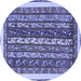 Round Machine Washable Abstract Blue Modern Rug, wshabs565blu