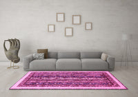 Machine Washable Abstract Pink Modern Rug, wshabs565pnk