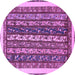 Round Machine Washable Abstract Purple Modern Area Rugs, wshabs565pur