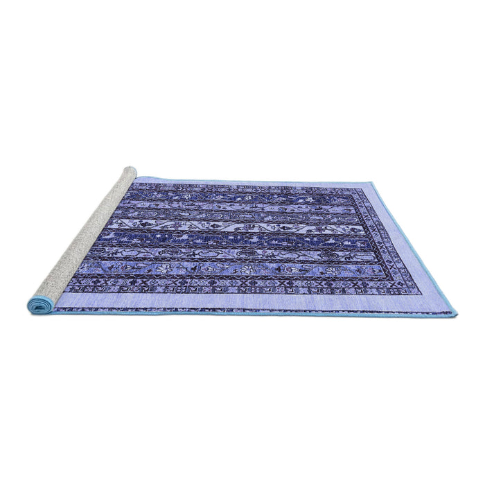 Sideview of Machine Washable Abstract Blue Modern Rug, wshabs565blu