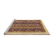 Sideview of Machine Washable Abstract Brown Red Rug, wshabs566