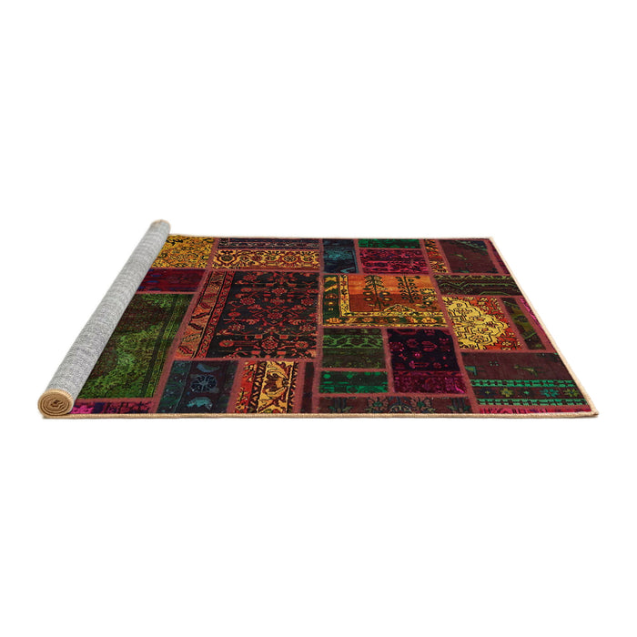 Sideview of Machine Washable Abstract Saddle Brown Rug, wshabs5660