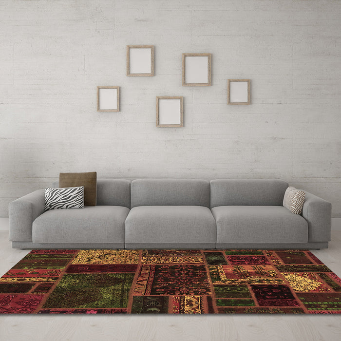 Machine Washable Oriental Brown Modern Rug in a Living Room,, wshabs5660brn