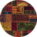 Round Abstract Saddle Brown Oriental Rug, abs5660