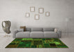 Machine Washable Oriental Green Modern Area Rugs in a Living Room,, wshabs5660grn