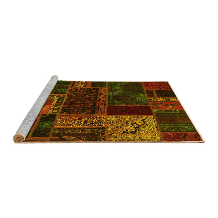 Sideview of Machine Washable Oriental Yellow Modern Rug, wshabs5660yw