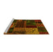 Sideview of Machine Washable Oriental Yellow Modern Rug, wshabs5660yw