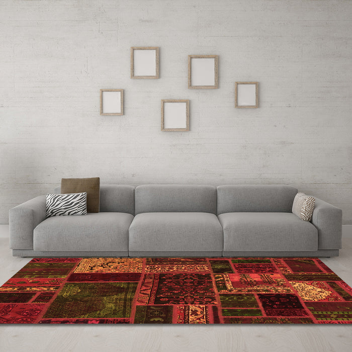 Machine Washable Oriental Orange Modern Area Rugs in a Living Room, wshabs5660org