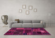 Machine Washable Oriental Pink Modern Rug in a Living Room, wshabs5660pnk