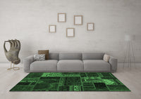 Machine Washable Oriental Emerald Green Modern Rug, wshabs5660emgrn