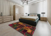 Abstract Saddle Brown Oriental Rug in a Bedroom, abs5660