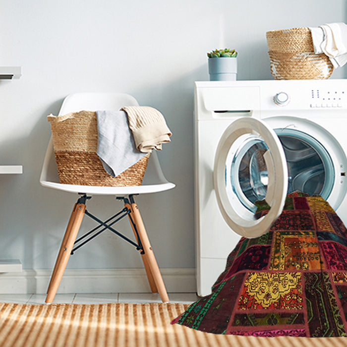 Machine Washable Abstract Saddle Brown Rug in a Washing Machine, wshabs5660