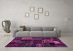 Machine Washable Oriental Purple Modern Area Rugs in a Living Room, wshabs5660pur