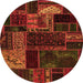 Round Machine Washable Oriental Orange Modern Area Rugs, wshabs5660org