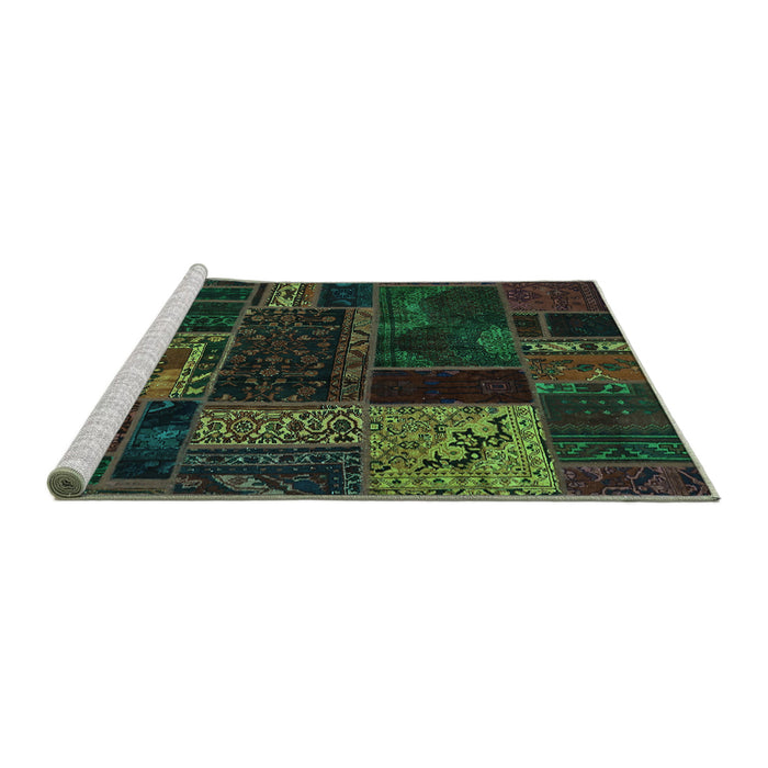 Sideview of Machine Washable Oriental Turquoise Modern Area Rugs, wshabs5660turq