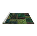 Sideview of Machine Washable Oriental Turquoise Modern Area Rugs, wshabs5660turq