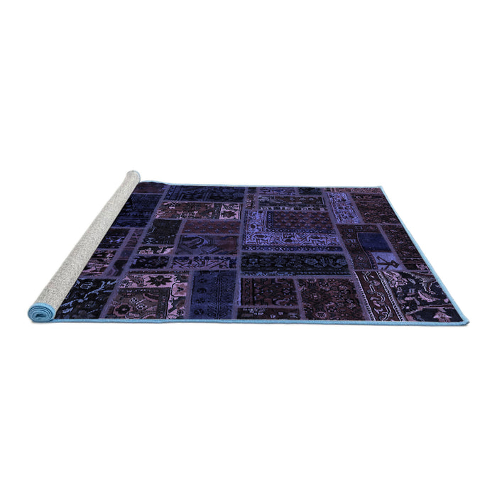 Sideview of Machine Washable Oriental Blue Modern Rug, wshabs5661blu
