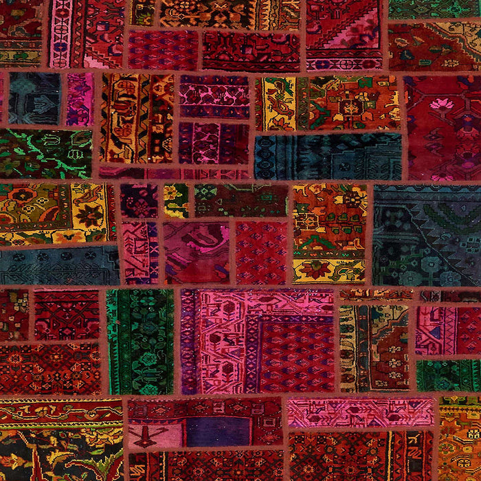 Square Machine Washable Abstract Red Brown Rug, wshabs5661