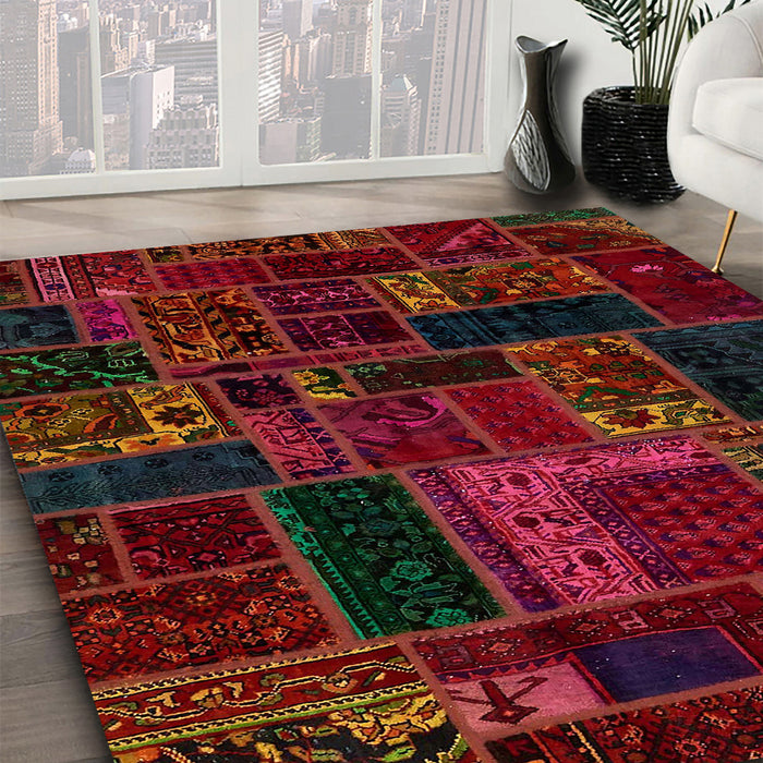 Machine Washable Abstract Red Brown Rug in a Family Room, wshabs5661