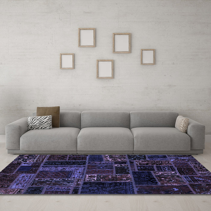 Machine Washable Oriental Blue Modern Rug in a Living Room, wshabs5661blu