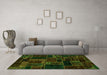 Machine Washable Oriental Green Modern Area Rugs in a Living Room,, wshabs5661grn