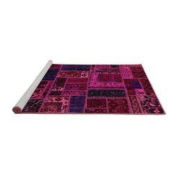Sideview of Machine Washable Oriental Pink Modern Rug, wshabs5661pnk