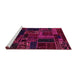 Sideview of Machine Washable Oriental Pink Modern Rug, wshabs5661pnk