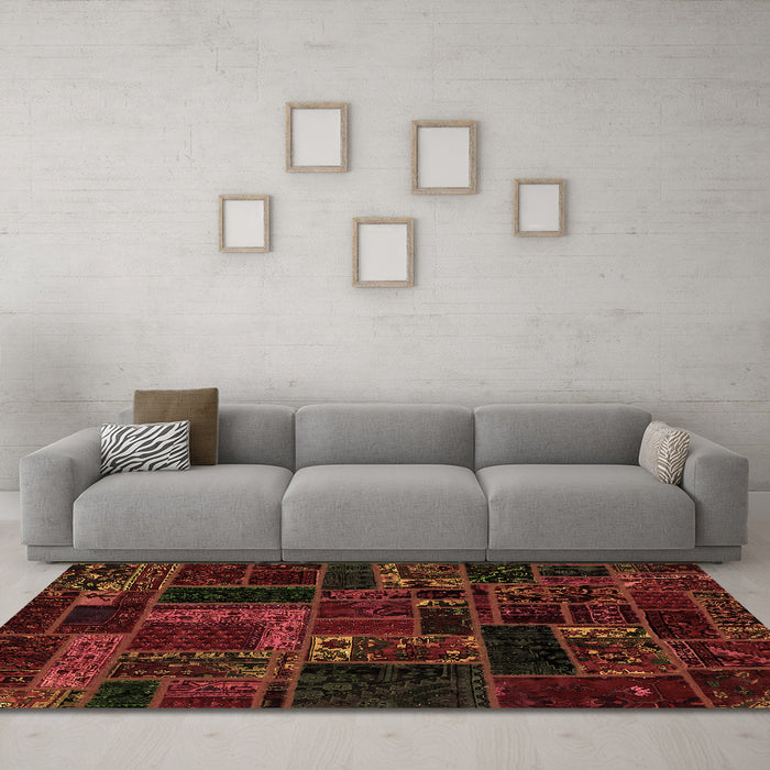 Machine Washable Oriental Brown Modern Rug in a Living Room,, wshabs5661brn