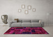 Machine Washable Oriental Pink Modern Rug in a Living Room, wshabs5661pnk