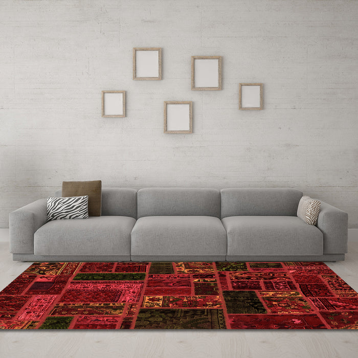 Machine Washable Oriental Orange Modern Area Rugs in a Living Room, wshabs5661org