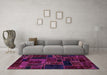 Machine Washable Oriental Purple Modern Area Rugs in a Living Room, wshabs5661pur