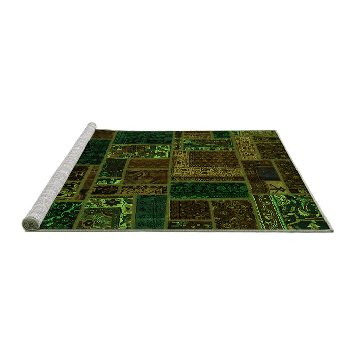 Sideview of Machine Washable Oriental Green Modern Area Rugs, wshabs5661grn