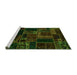 Sideview of Machine Washable Oriental Green Modern Area Rugs, wshabs5661grn