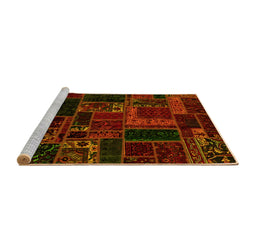 Sideview of Machine Washable Oriental Yellow Modern Rug, wshabs5661yw