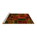 Sideview of Machine Washable Oriental Yellow Modern Rug, wshabs5661yw