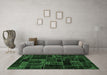 Machine Washable Oriental Emerald Green Modern Area Rugs in a Living Room,, wshabs5661emgrn