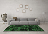 Machine Washable Oriental Emerald Green Modern Rug, wshabs5661emgrn