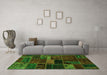 Machine Washable Oriental Green Modern Area Rugs in a Living Room,, wshabs5662grn