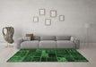 Machine Washable Oriental Emerald Green Modern Area Rugs in a Living Room,, wshabs5662emgrn